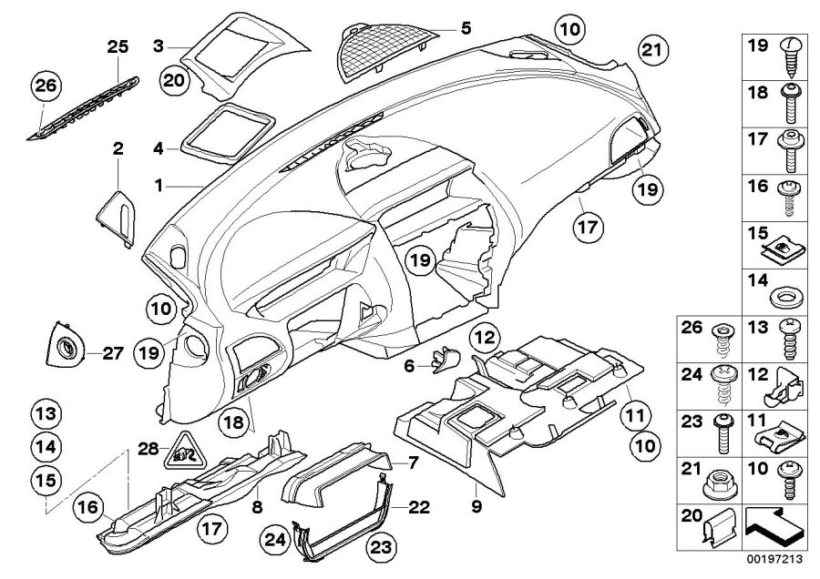 Diagram Trim panel dashboard for your 1996 BMW