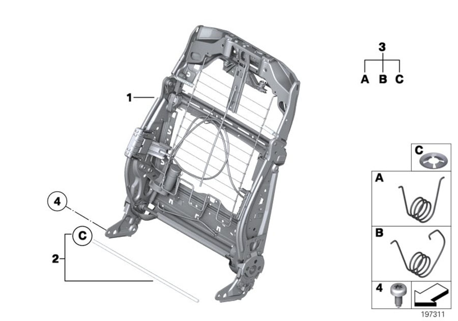 Diagram Seat, front, backrest frame for your BMW