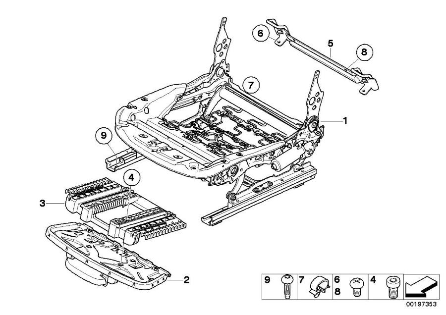 Diagram Seat, front, seat frame for your 2007 BMW M6   