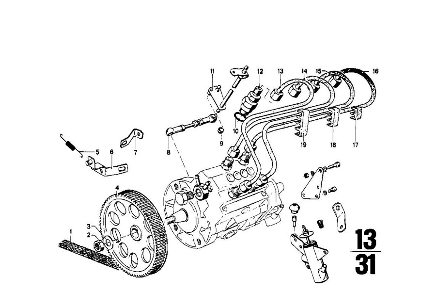 Le diagramme Dispositif d"injection cde mécanique pour votre BMW