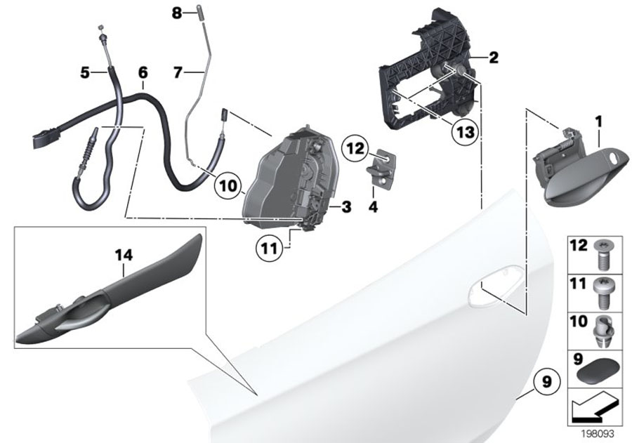 Diagram Locking system, door, front for your 1988 BMW M6   