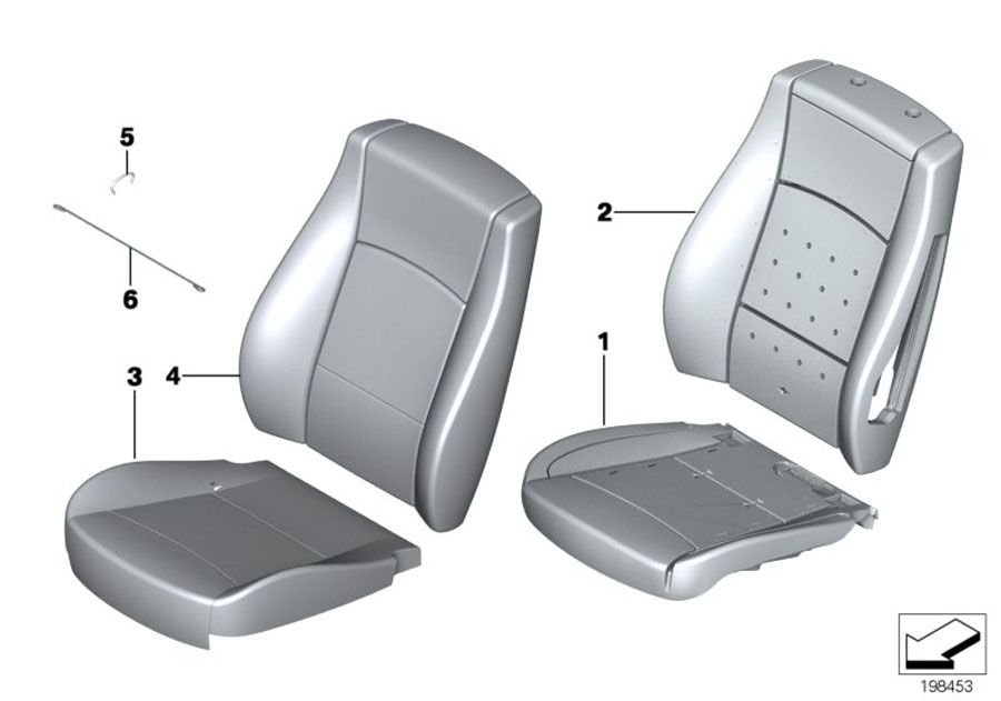 Diagram Seat front, upholstery & cover base seat for your 2006 BMW M6   