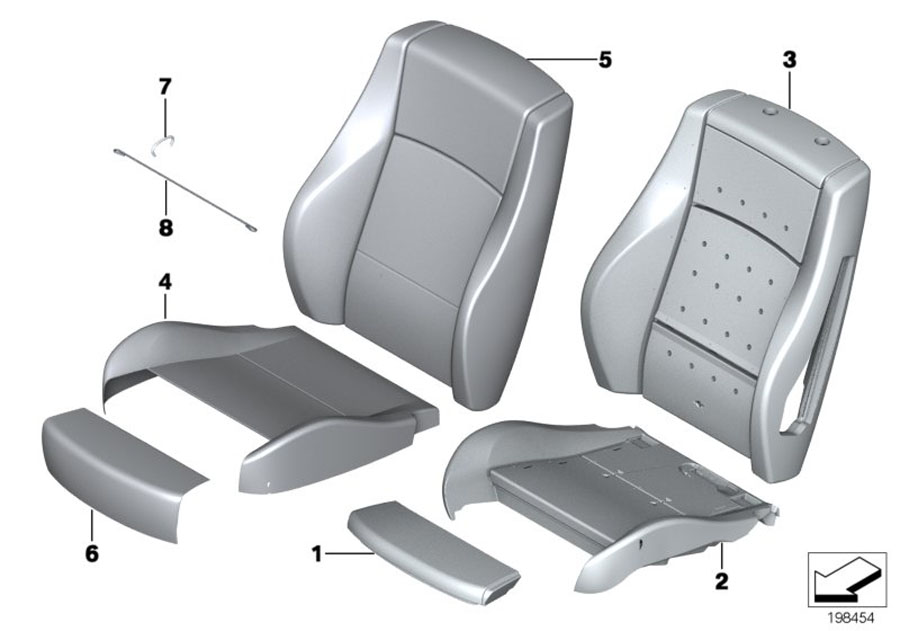 Diagram Seat, front, uphlstry, cover, Sport seat for your BMW