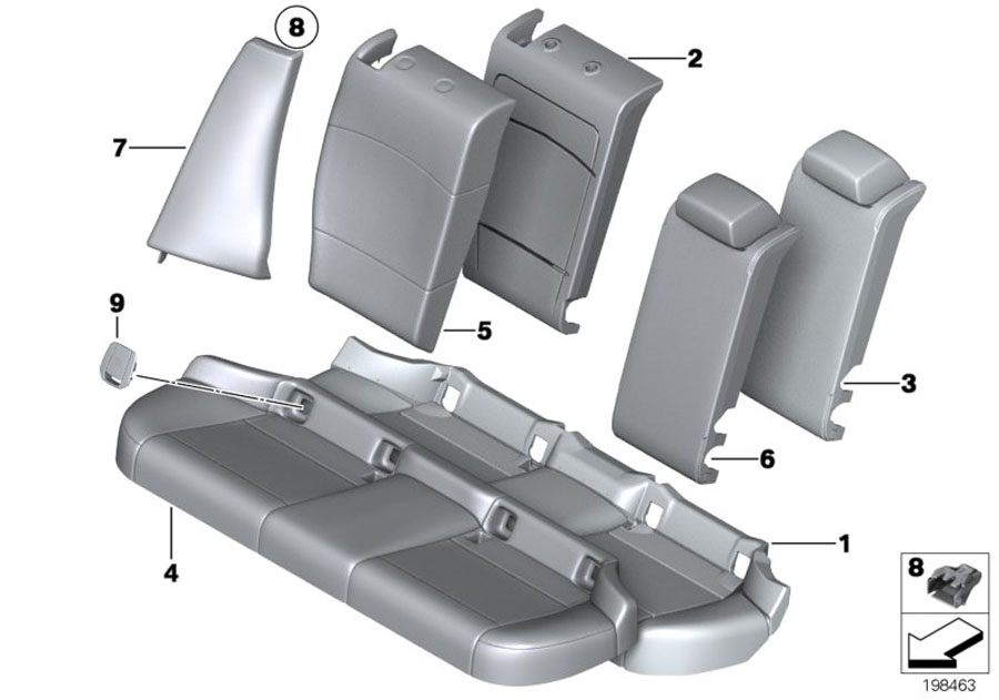 Diagram Seat rear, upholstery & cover base seat for your BMW