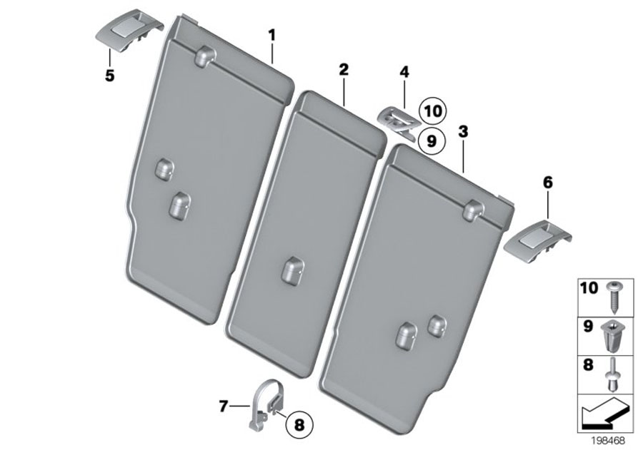 Diagram Seat, rear, seat trim covers for your 2007 BMW M6   