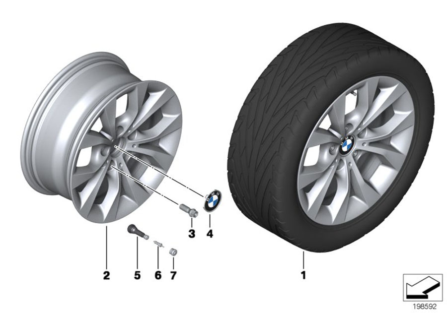Le diagramme Jante à rayons en V (Styl. 318) pour votre BMW X1  