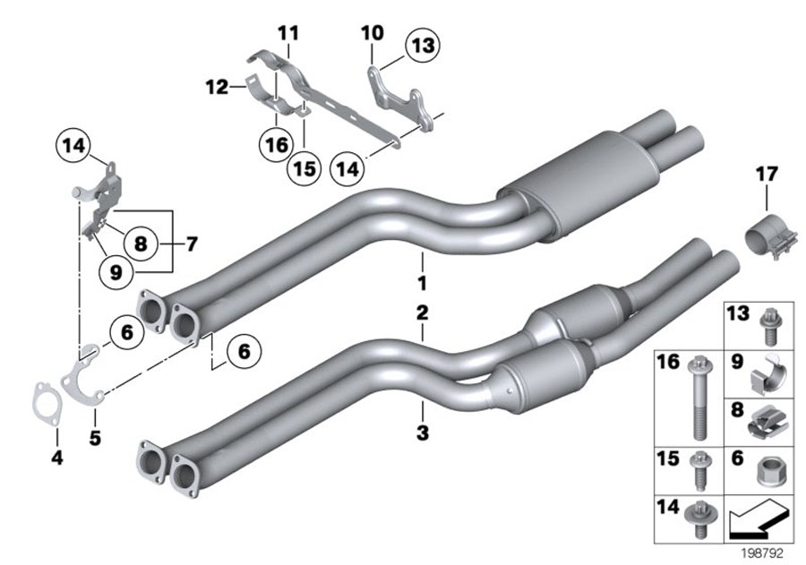 Diagram Catalytic CONVERTER/FRONT silencer for your 1995 BMW