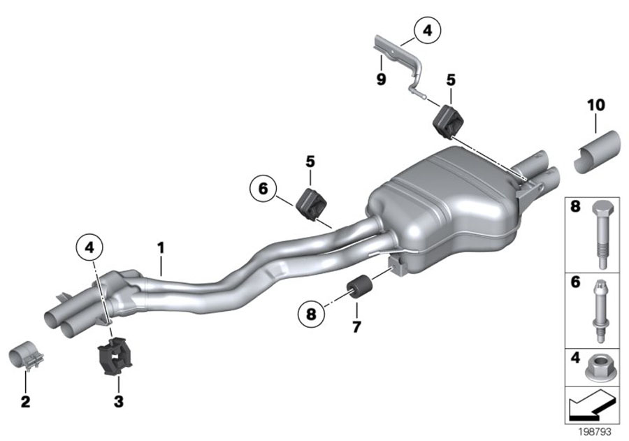 Diagram Exhaust system, rear for your BMW X2  