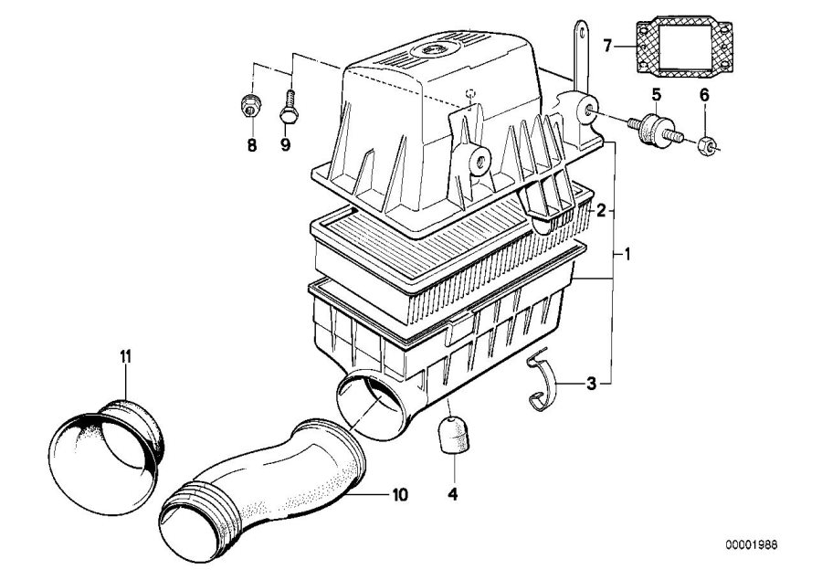 Diagram Intake silencer / Filter cartridge Intake silencer / Filter cartridge for your BMW