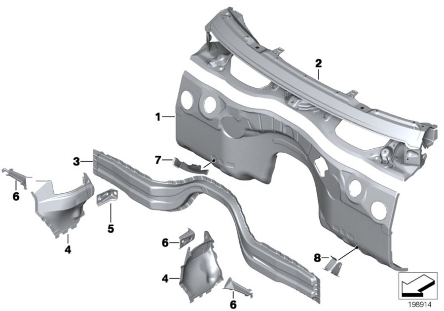 Diagram SPLASH WALL PARTS for your 2015 BMW M6   