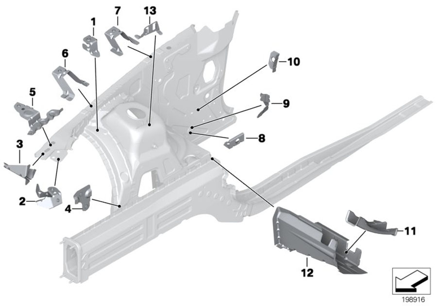 Diagram FRONT BODY BRACKET RIGHT for your 2007 BMW M6   