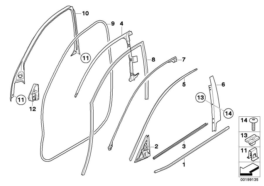 Diagram Trim and seals for door, front for your 2017 BMW 650iX   