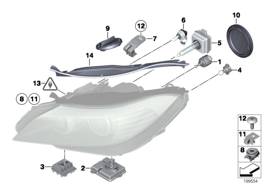 Le diagramme Composants pour projecteur pour votre BMW