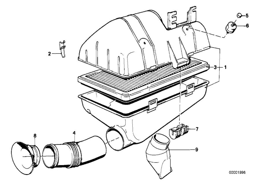 Diagram Intake silencer / Filter cartridge Intake silencer / Filter cartridge for your 1999 BMW 318ti   