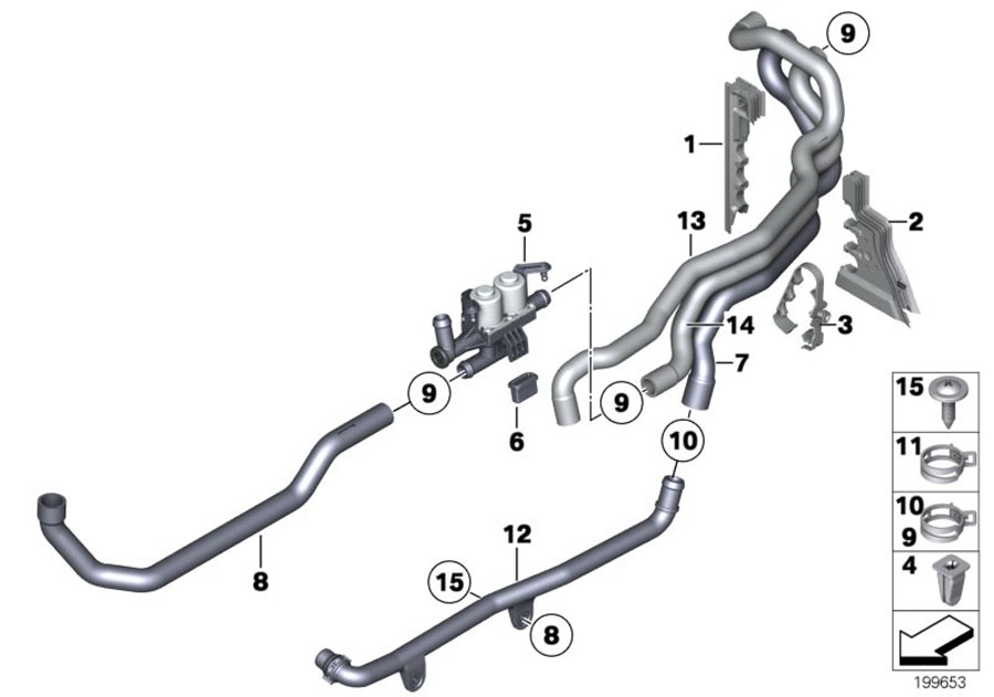 Diagram Cooling water hoses for your 2014 BMW 528i   