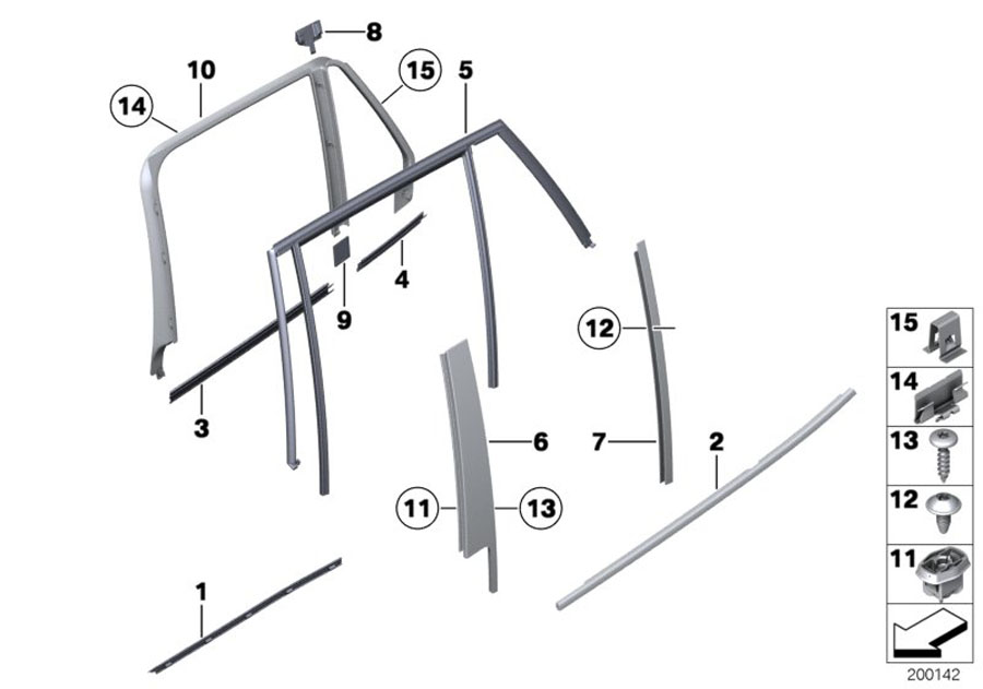 Diagram Trim and seals for door, rear for your 2012 BMW M6   