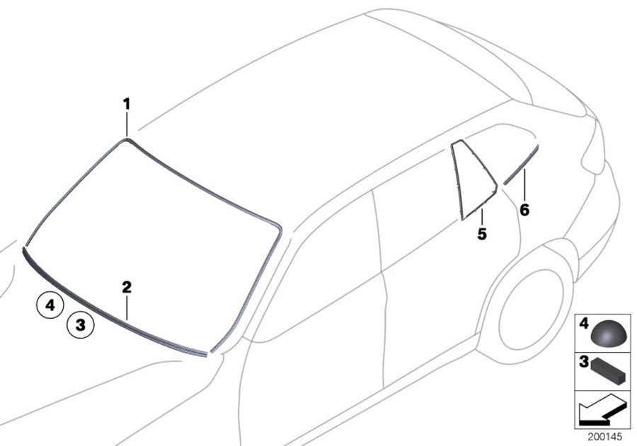 Le diagramme Pièces accolées vitrage pour votre BMW