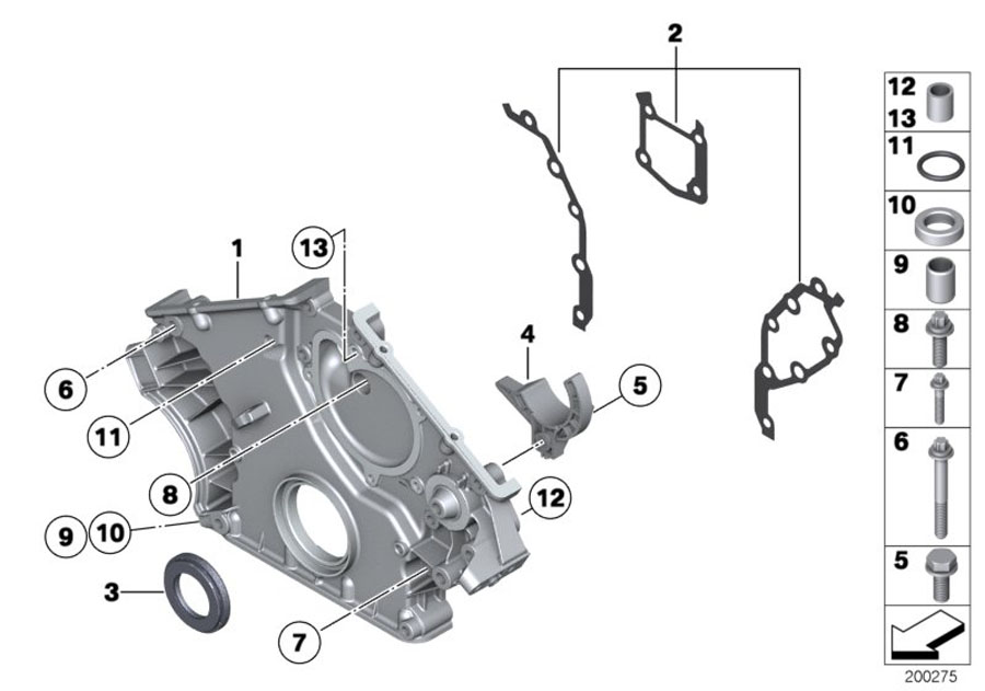 Diagram Lower timing case for your 2016 BMW 328d   