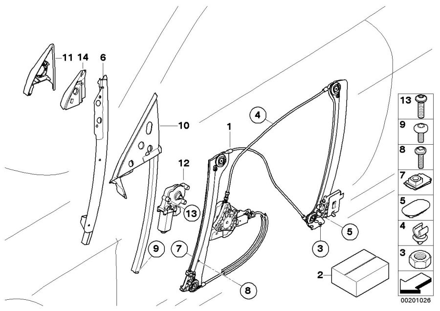 Diagram DOOR WINDOW LIFTING MECHANISM FRONT for your 2005 BMW M3   