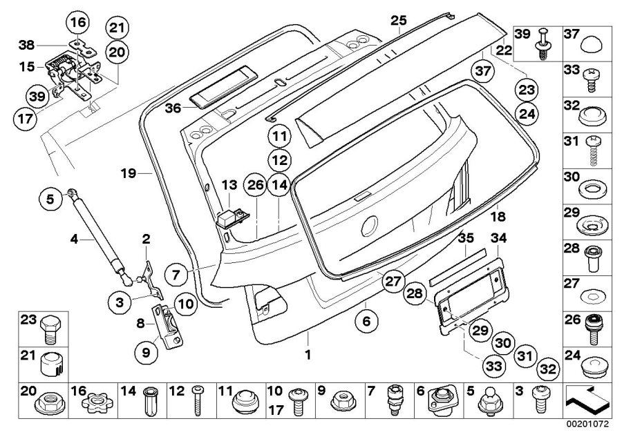 Diagram Single components for trunk lid for your 2014 BMW 750i   