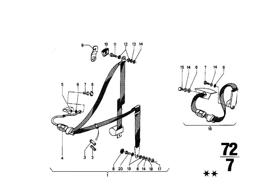 Le diagramme Ceinture de sécurité avant pour votre BMW