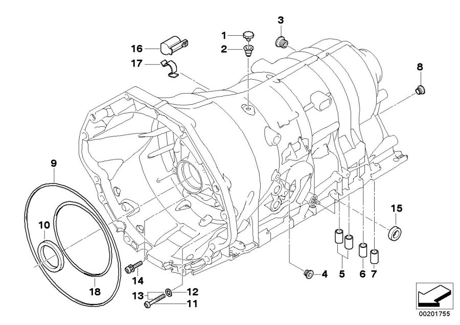 Diagram GA6HP26Z housing with mounting parts for your BMW