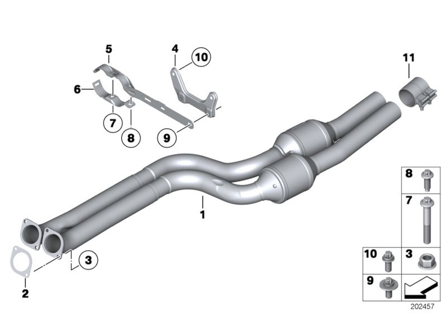 Diagram Catalytic CONVERTER/FRONT silencer for your 2013 BMW