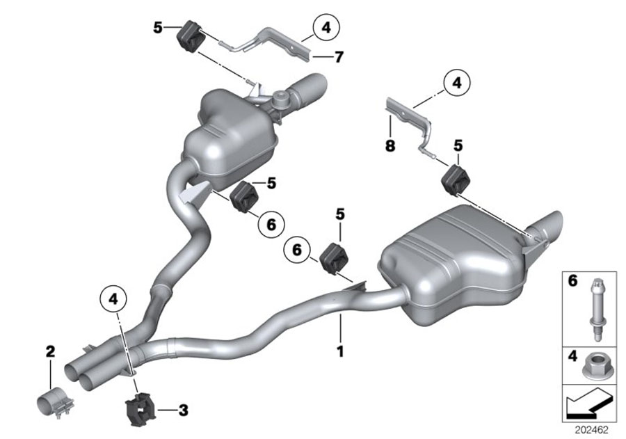 Diagram Exhaust system, rear for your 2019 BMW 530e   