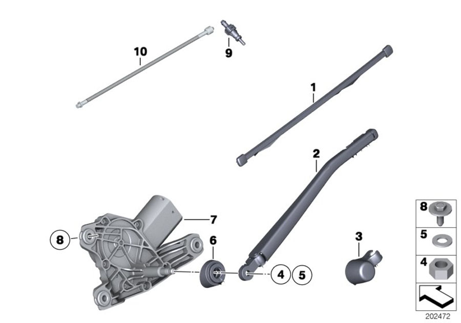 Diagram SINGLE PARTS FOR REAR WINDOW WIPER for your 1995 BMW 530i   