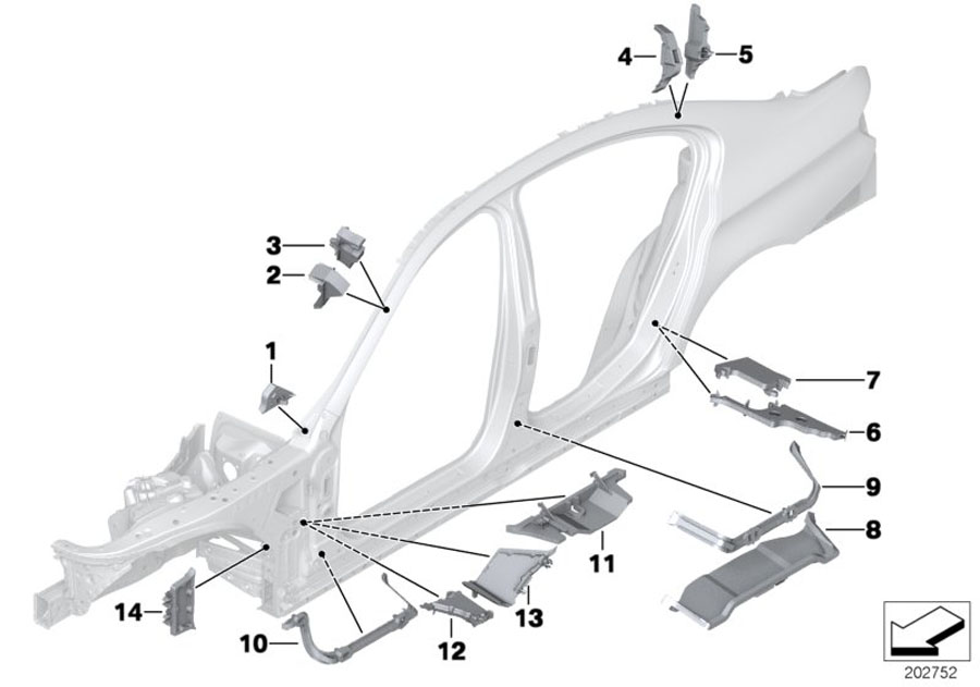 Diagram Cavity shielding, side frame for your 1988 BMW M6   