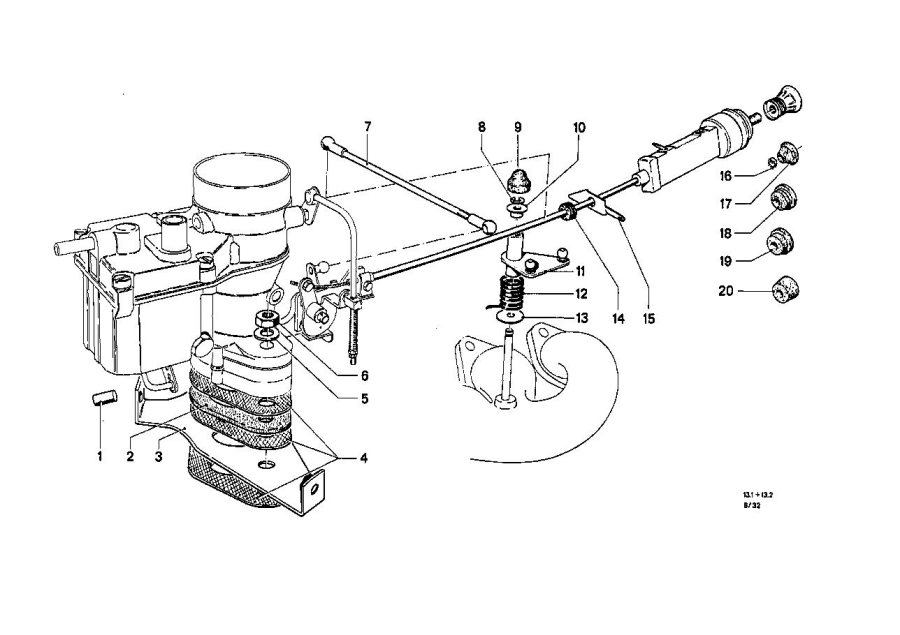 Diagram CARBURETOR MOUNTING PARTS for your 2001 BMW 540i   