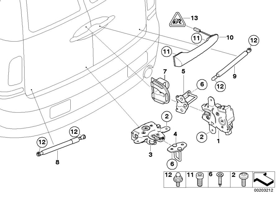 Diagram Closing system, splitdoor for your 2008 MINI Clubman   