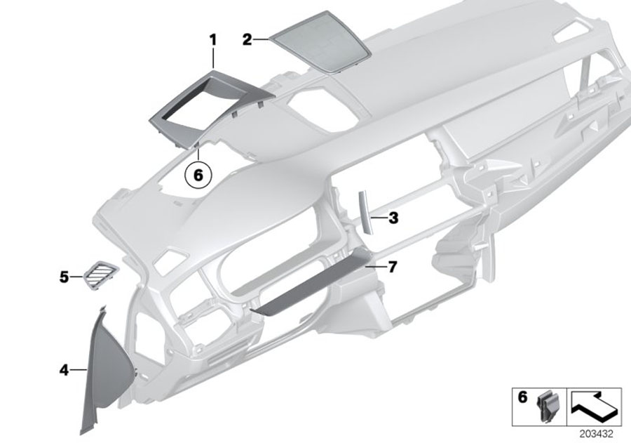 Diagram Mounting parts, I-panel, top for your 2007 BMW M6   