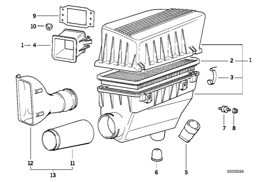 Diagram Intake silencer / Filter cartridge Intake silencer / Filter cartridge for your 1995 BMW