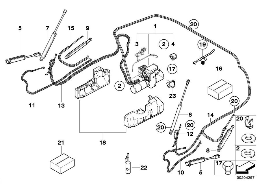 Diagram Electro-hydraulic folding top parts for your 2013 BMW 128i   