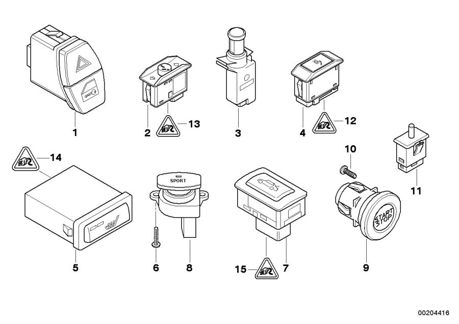 Diagram Various switches for your 2021 BMW 330e   