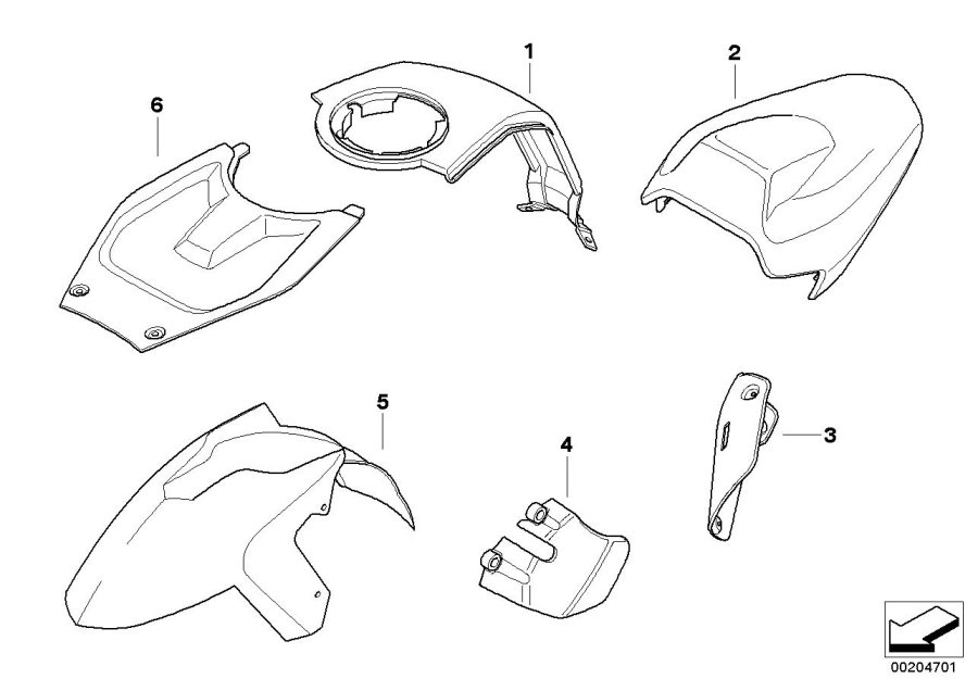 Diagram Carbon parts for your 2004 BMW R1200C   