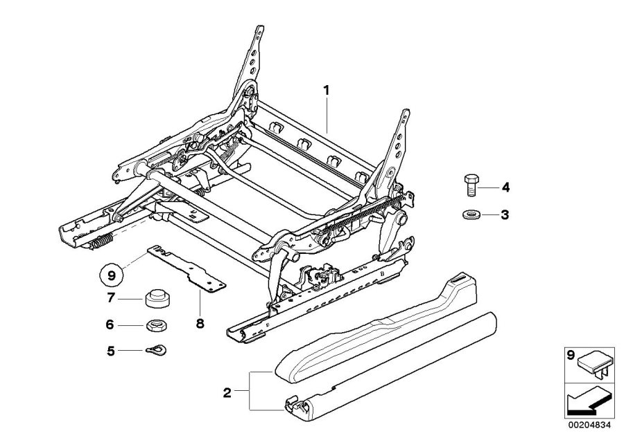 Diagram Front seat rail MECHANICAL/SINGLE parts for your 2006 BMW M6   