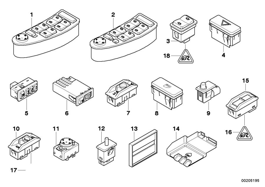 Diagram VARIOUS SWITCHES for your BMW