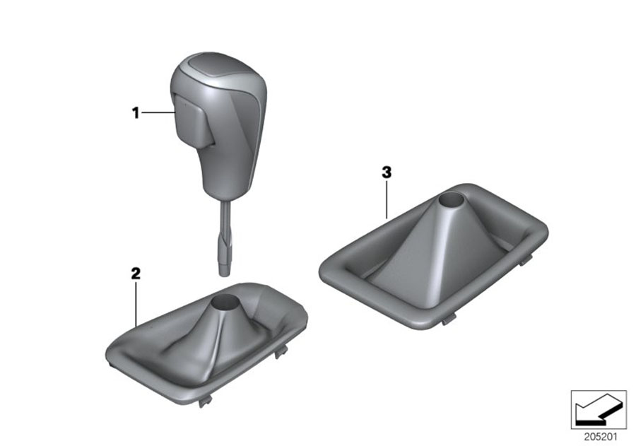 Diagram Selector lever handles / covers for your BMW