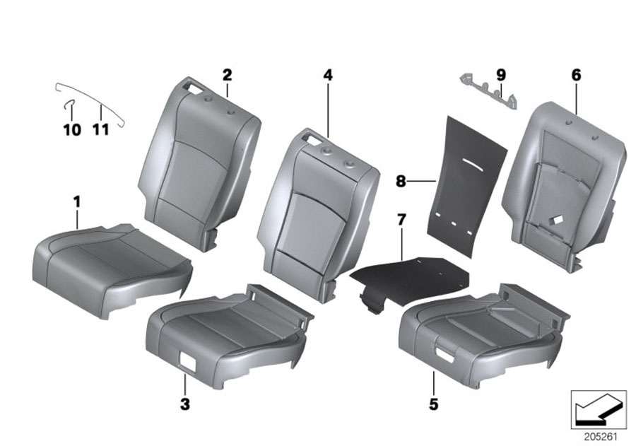 Diagram Seat rear, uphols & cover, Comfort seat for your 2009 BMW M6   