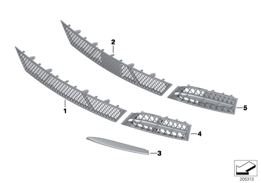 Diagram Trim, decor elements, front for your 2006 BMW M6   