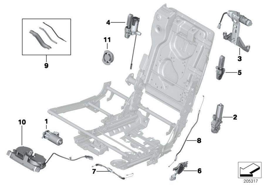 Diagram Seat, rear, drive units for your 2009 BMW M6   