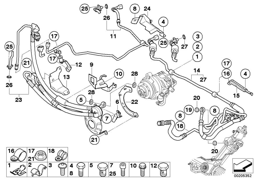 Diagram Hydraulic steering lines/Adaptive Drive for your 2009 BMW M6   