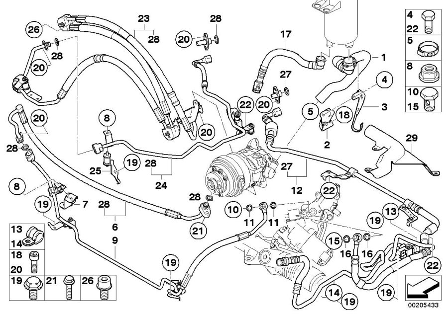 Diagram Hydraulic steering lines/Adaptive Drive for your 2013 BMW Z4   