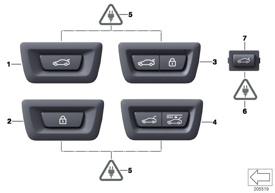 Diagram Switch for trunklid and Centerlock for your 2021 BMW 330e   
