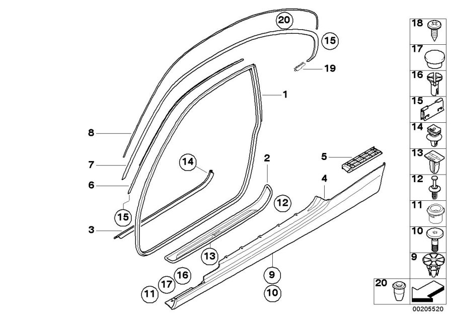 Diagram Edge protector / Trim for entry for your BMW 335xi  