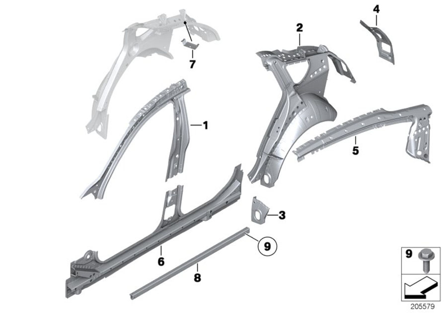 Diagram BODY-SIDE FRAME-PARTS for your 2006 BMW M6   