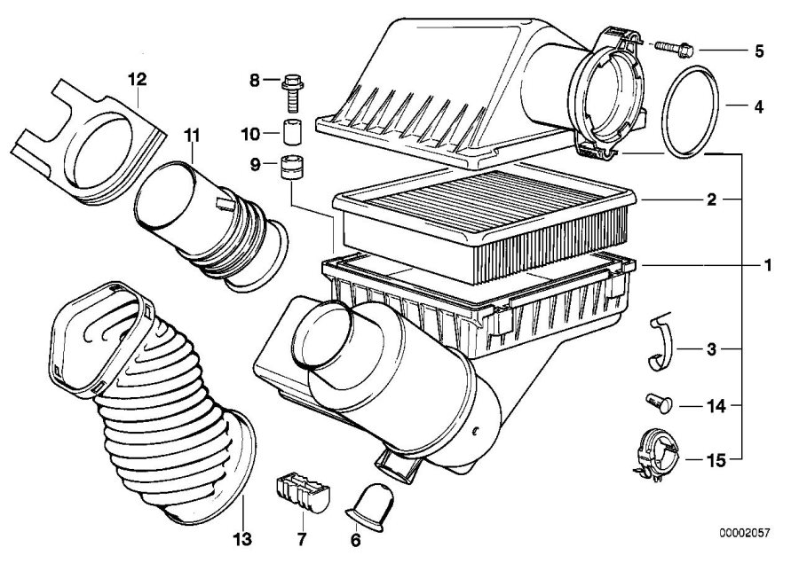 Diagram Intake silencer / Filter cartridge Intake silencer / Filter cartridge for your 2016 BMW 328d   