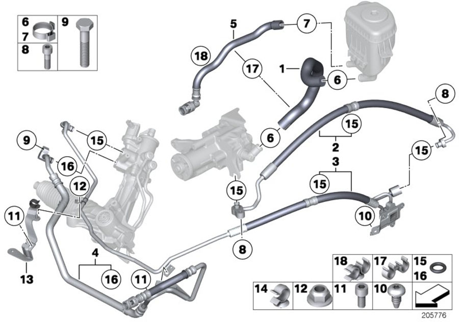 Diagram HYDRO STEERING-OIL PIPES for your BMW 320i  